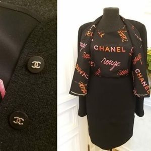 Chanel costume Jacket+Top+Skirt-black size 8/38
